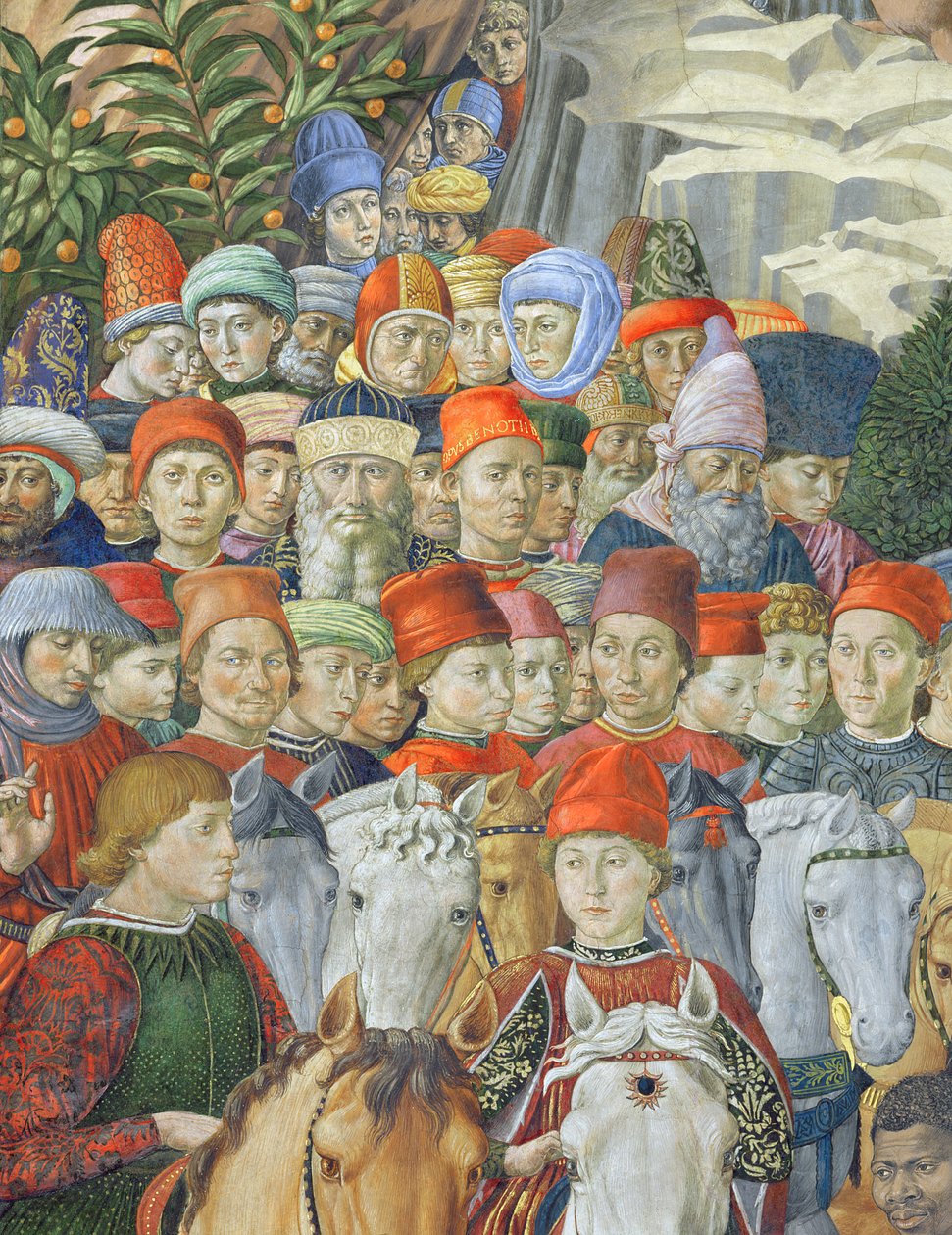 Magiernas procession, detalj av kavaljererna, 1459-62 av Benozzo di Lese di Sandro Gozzoli