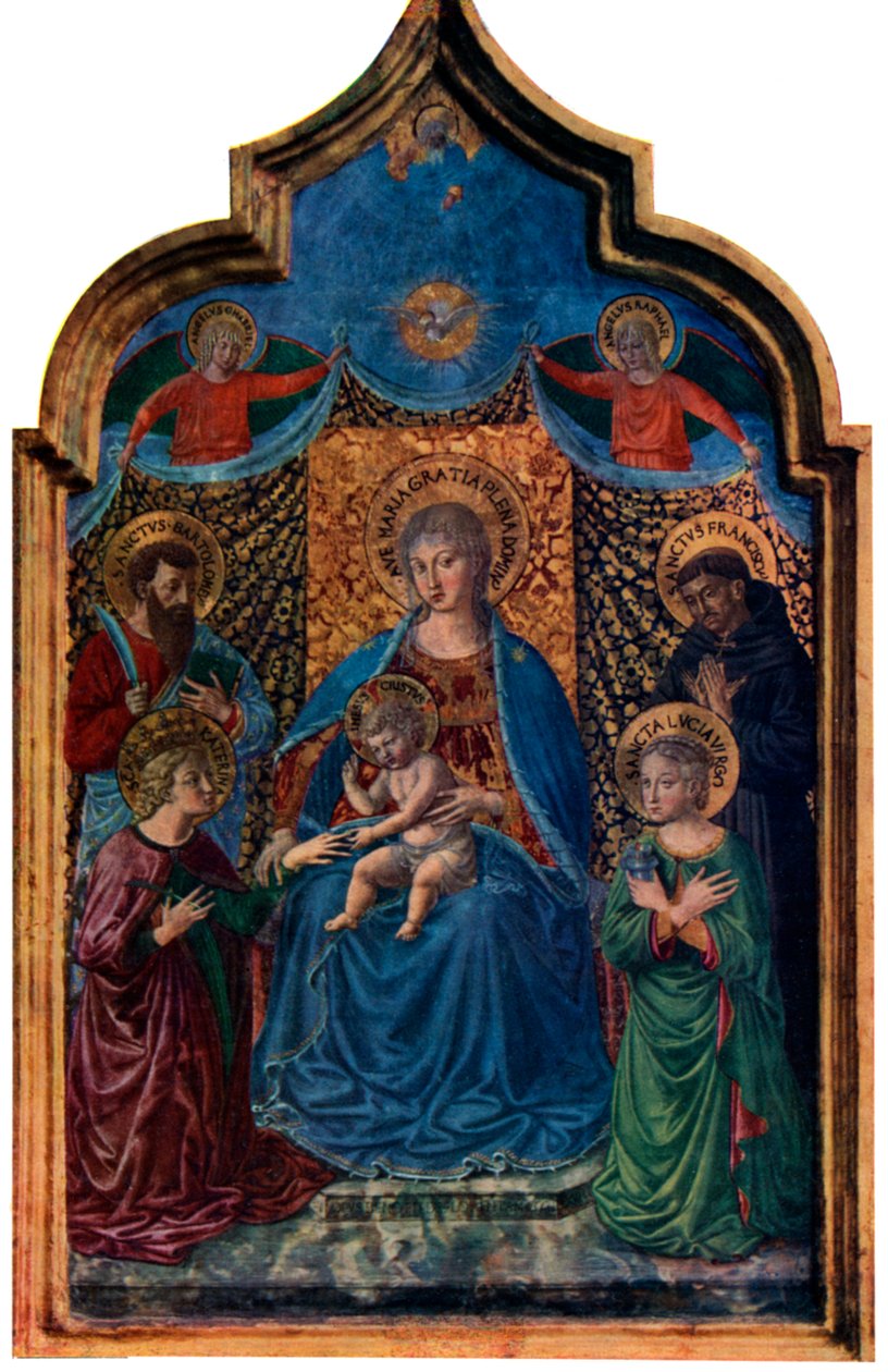 St Catherines mystiska äktenskap, 1466 1930. av Benozzo Gozzoli
