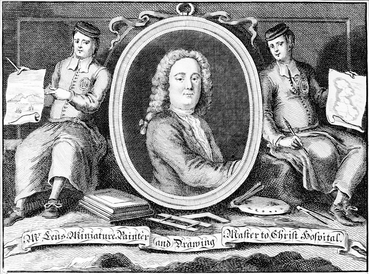 Handelskort för Bernard Lens III, graverat av Louis Philippe Boitard av Bernard Lens