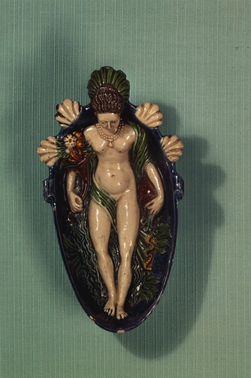 Såsbåt, Palissy Ware, ca 1530 (glaserat lergods) av Bernard Palissy