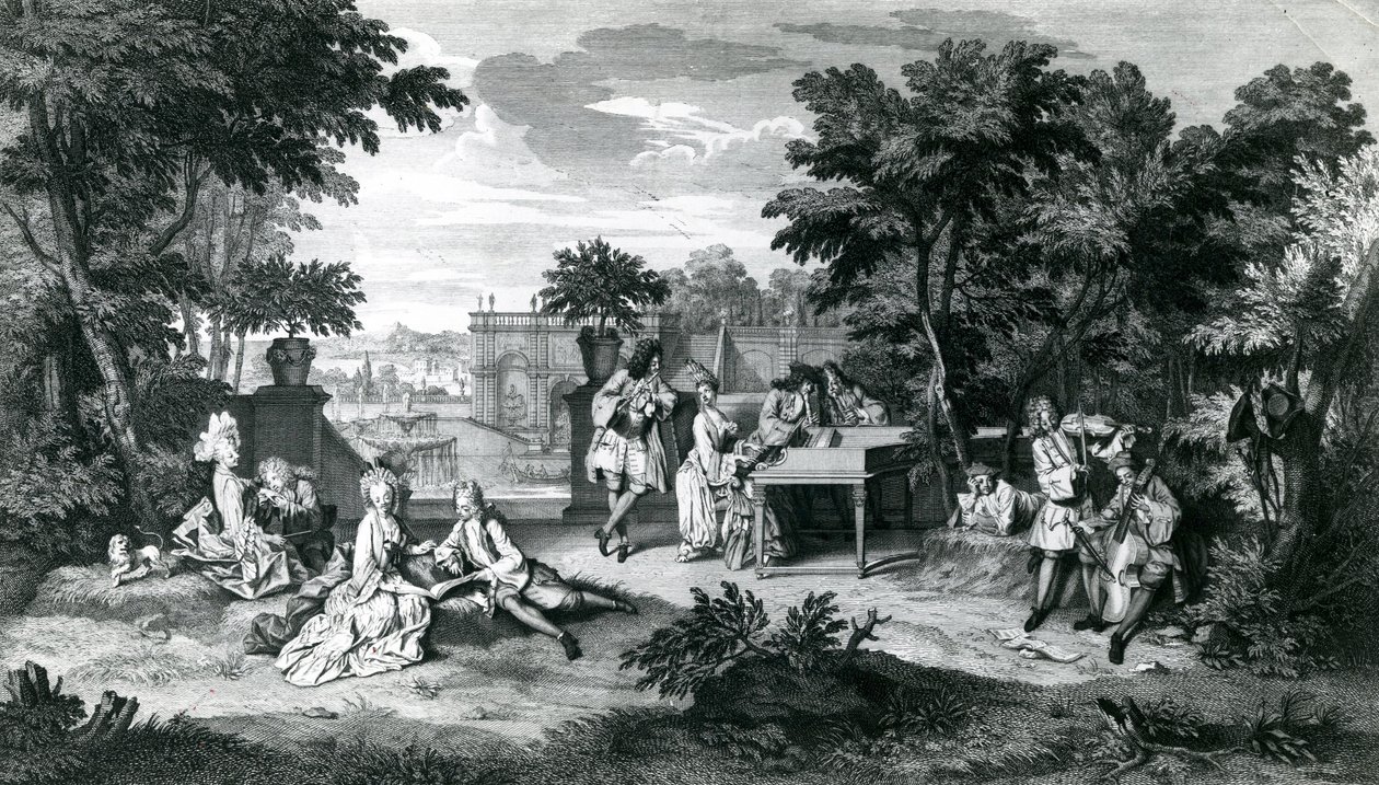 I skuggan av lundarna en vacker sommardag ... c. 1710 av Bernard Picart