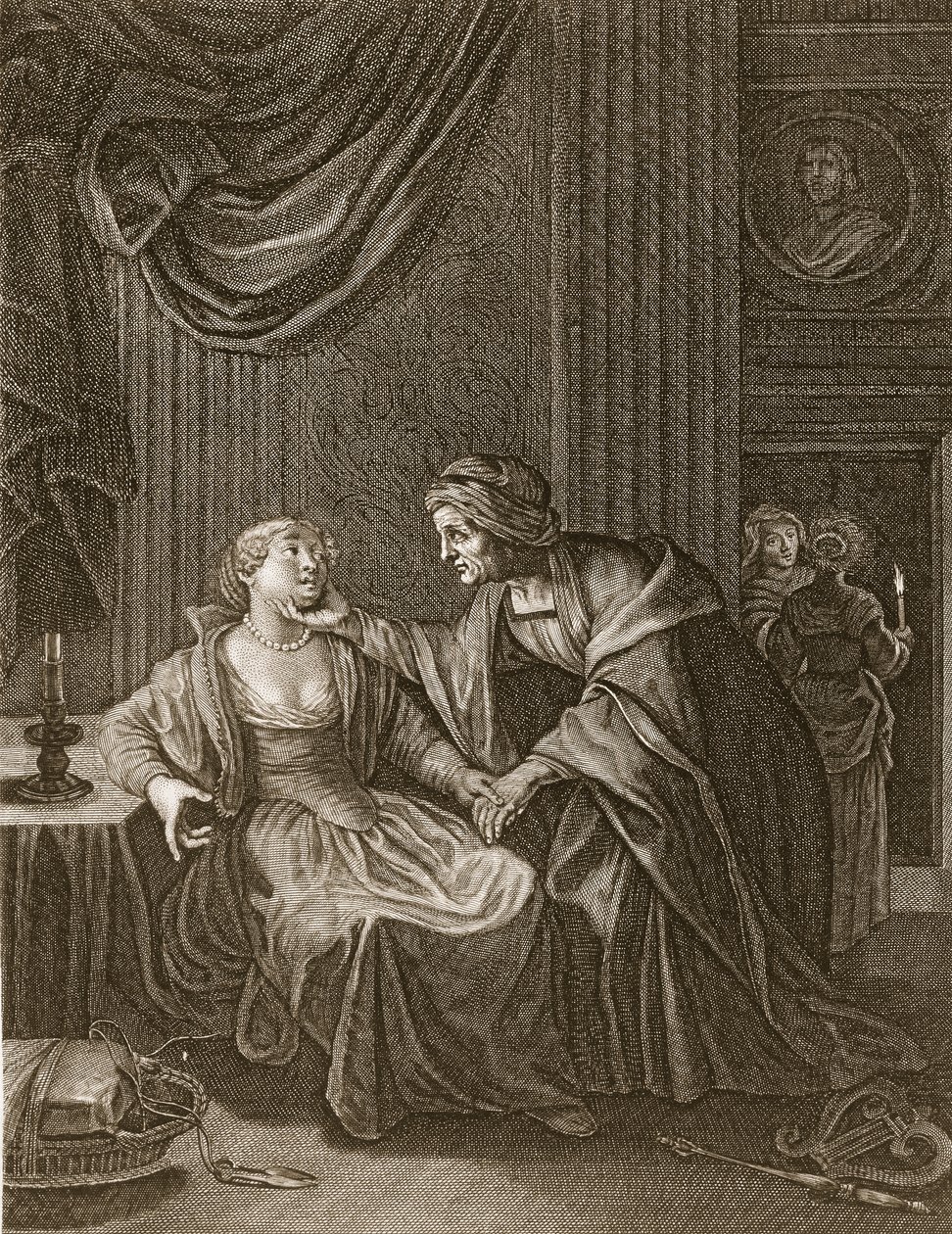 Leucothoe förförd av Apollon i form av Eurynome, 1731 av Bernard Picart
