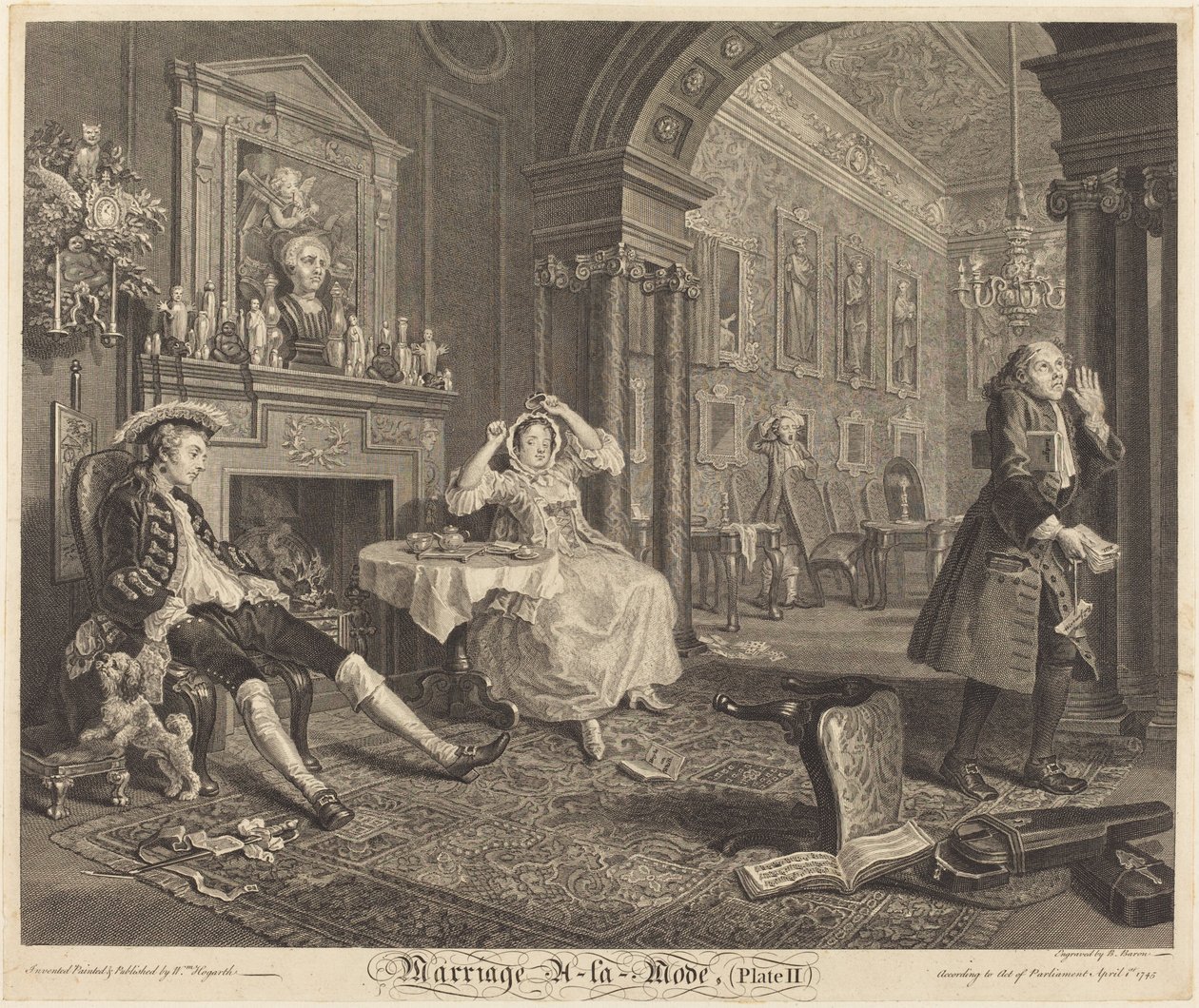 Äktenskap a la Mode: pl. 2, 1745. av Bernard Baron