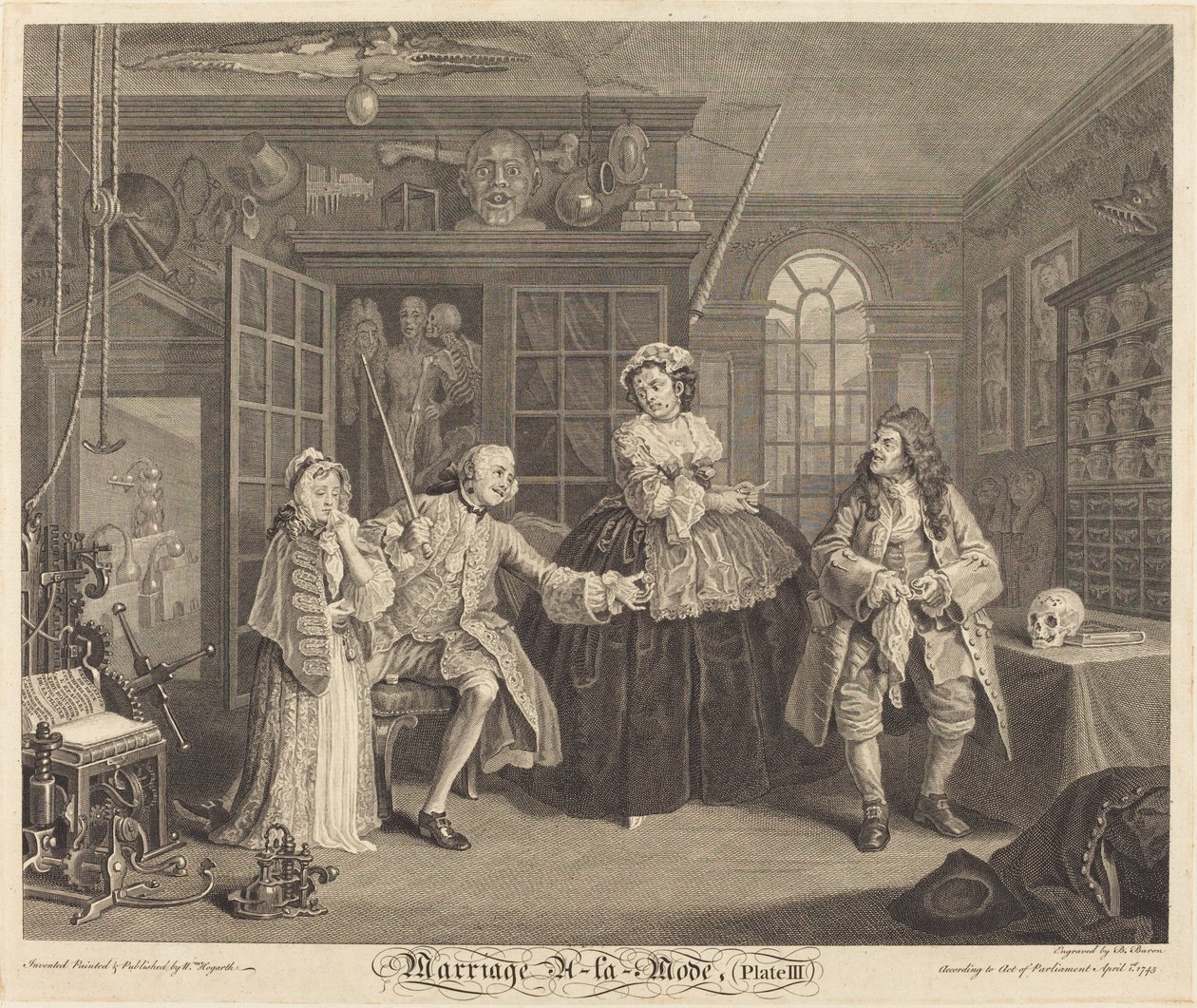 Äktenskap a la Mode: pl. 3, 1745. av Bernard Baron