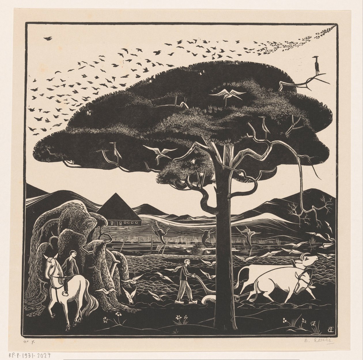 Plöjer oxar av Bernard Essers (signed by artist)