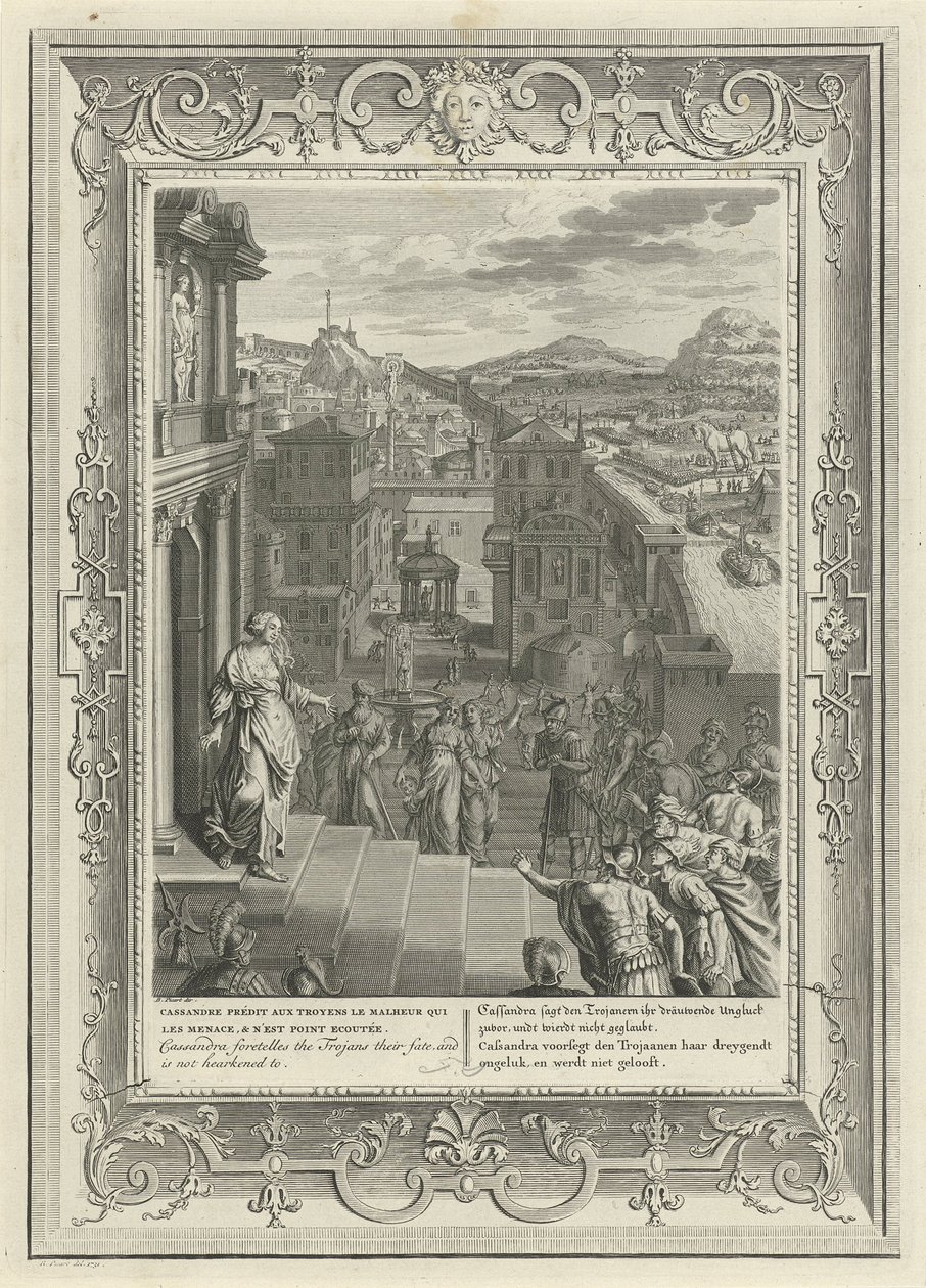 Cassandra förutspår Trojas undergång, 1731 av Bernard Picart