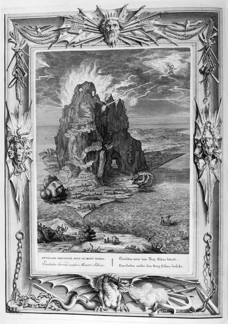 Encecladus i strid vid Etna (gravyr) av Bernard Picart