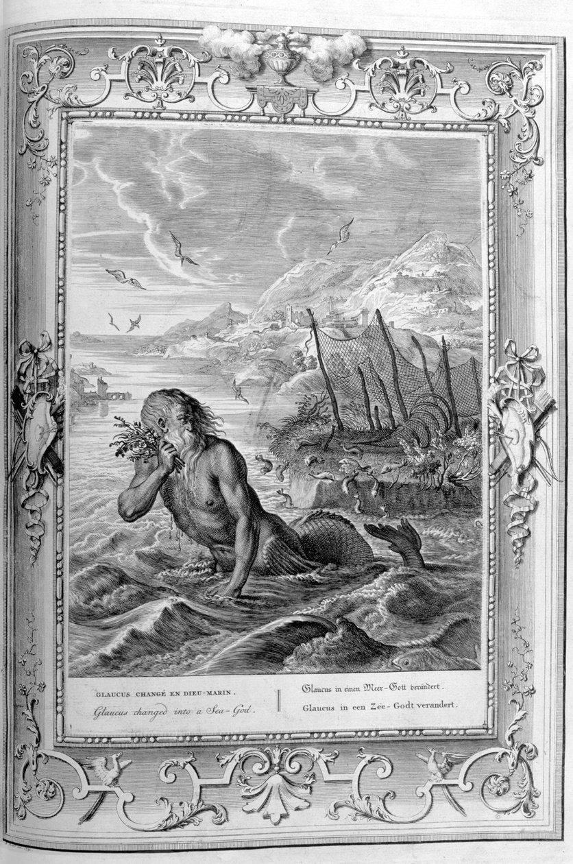 Glaucus förvandlades till en havsgud, 1733 av Bernard Picart
