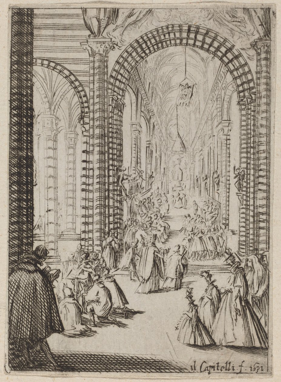Interiör av en kyrka av Bernardino Capitelli