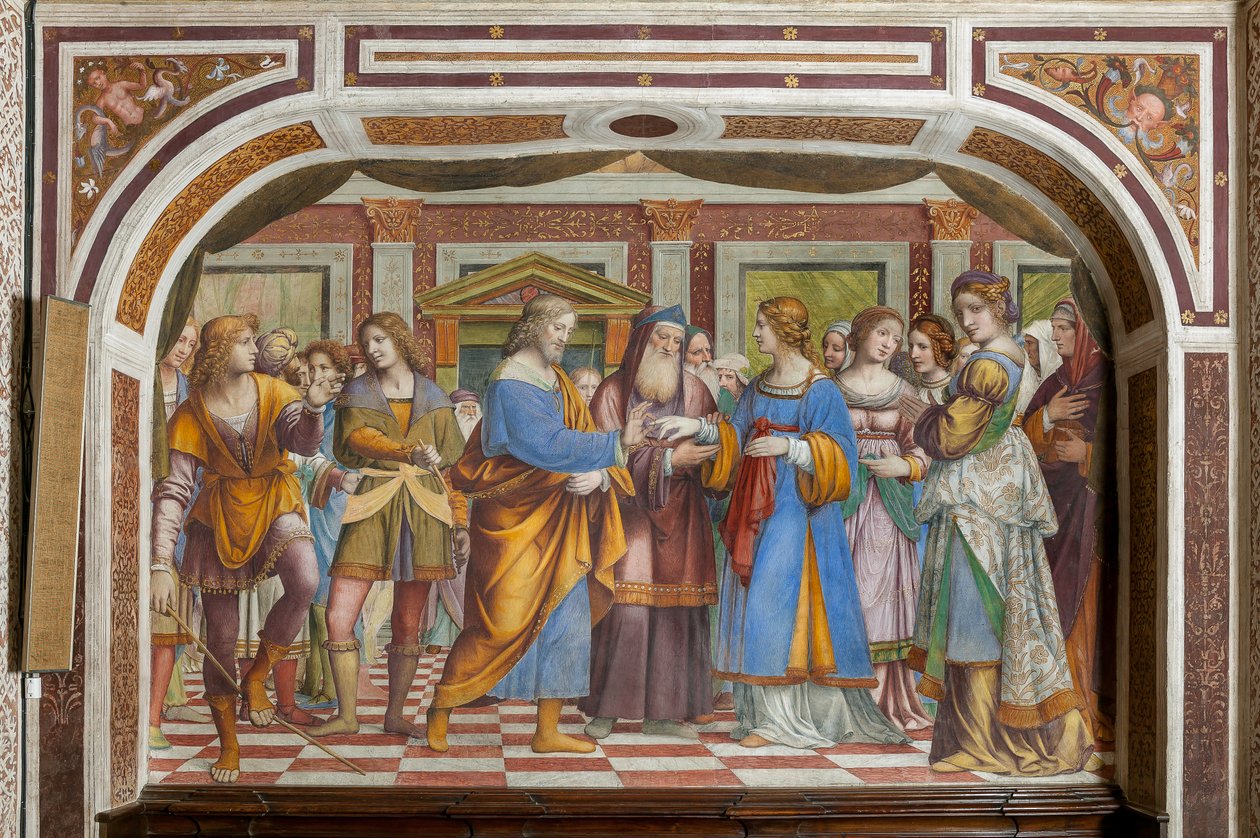 Jungfru Marias äktenskap (fresk) av Bernardino Luini
