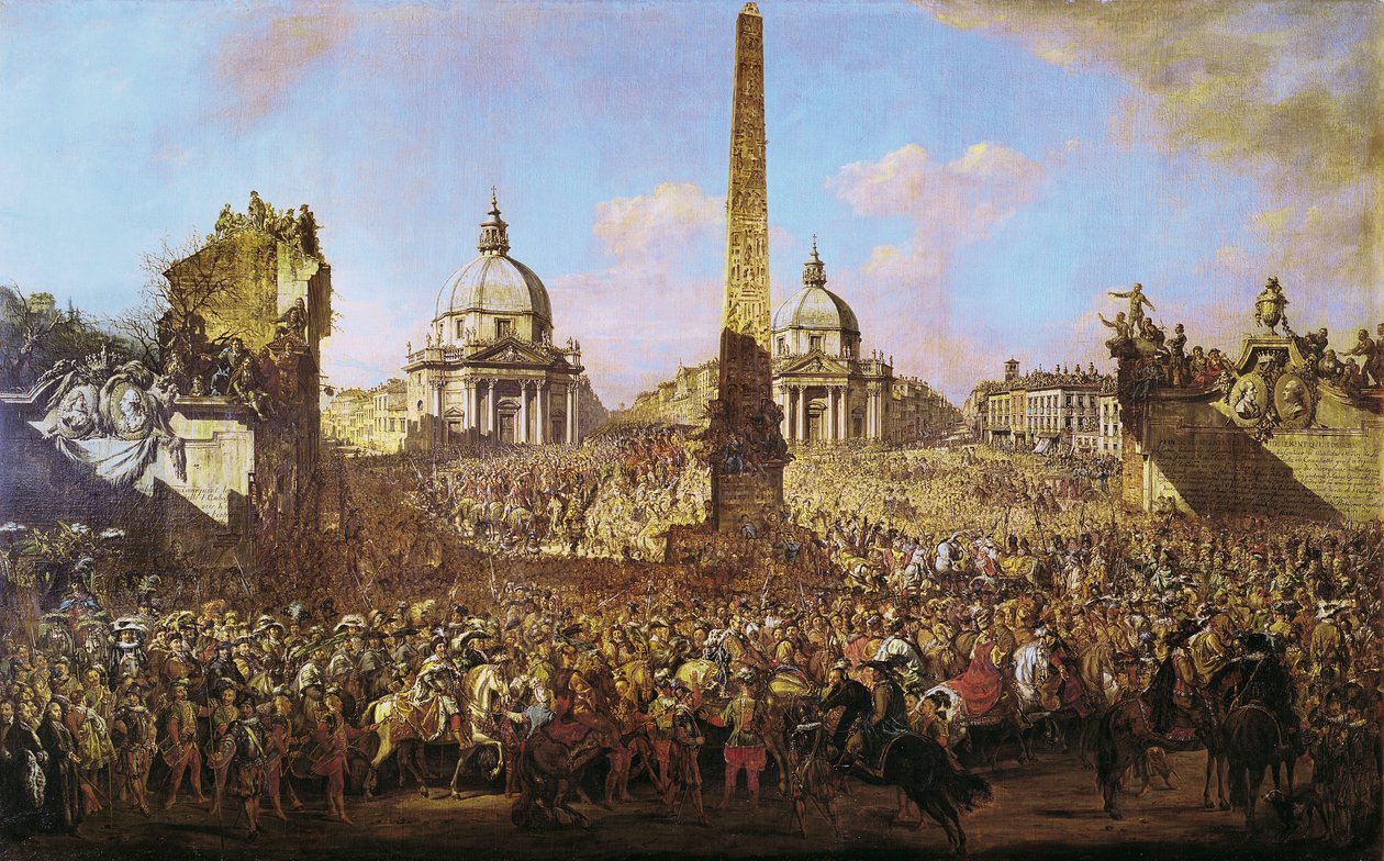 Jerzy Ossolinskis inträde i Rom (1595-1650) sändebud för Wladyslaw IV (1595-1648) av Polen med påven Urban VIII (1568-1644) 1779 av Bernardo Bellotto