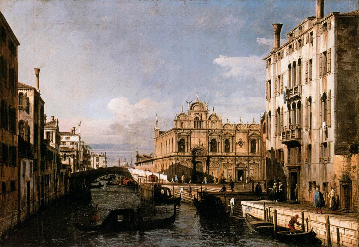 Rio dei Mendicanti with the Scuola di San Marco av Bernardo Bellotto