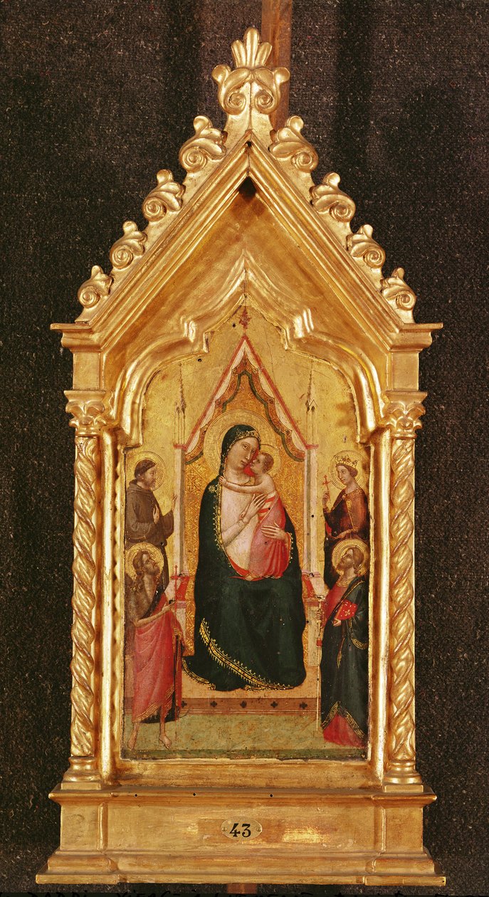 Jungfru och barn med heliga (tempera på panel) av Bernardo Daddi