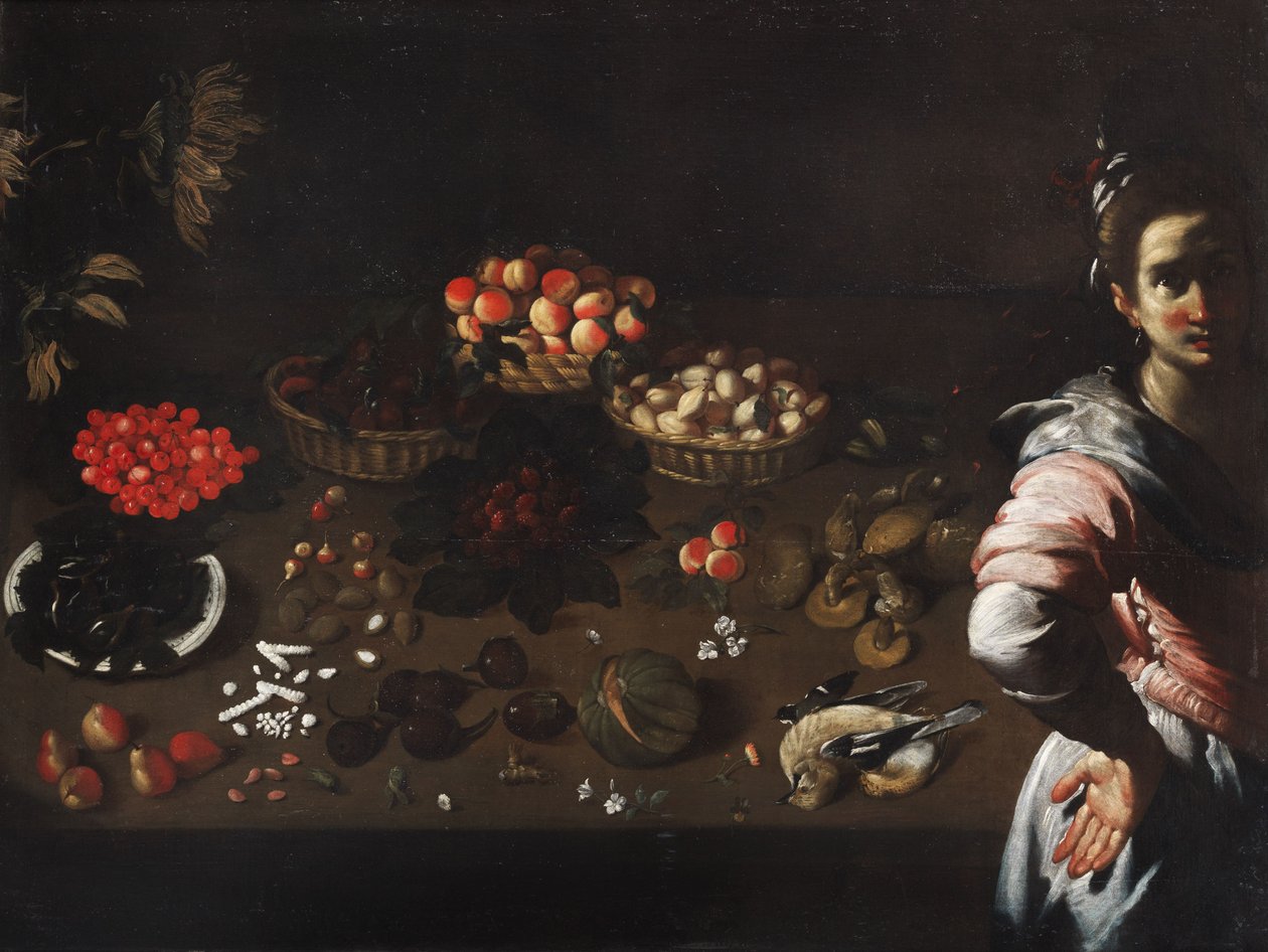 Stilleben med en piga av Bernardo Strozzi