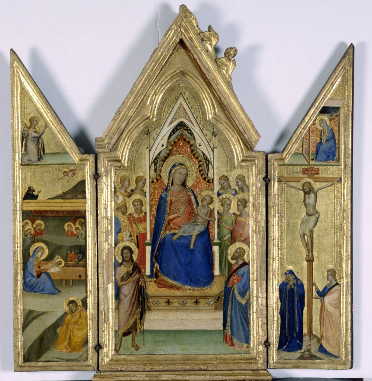 Triptyk med Madonna och barn; av Bernardo Daddi