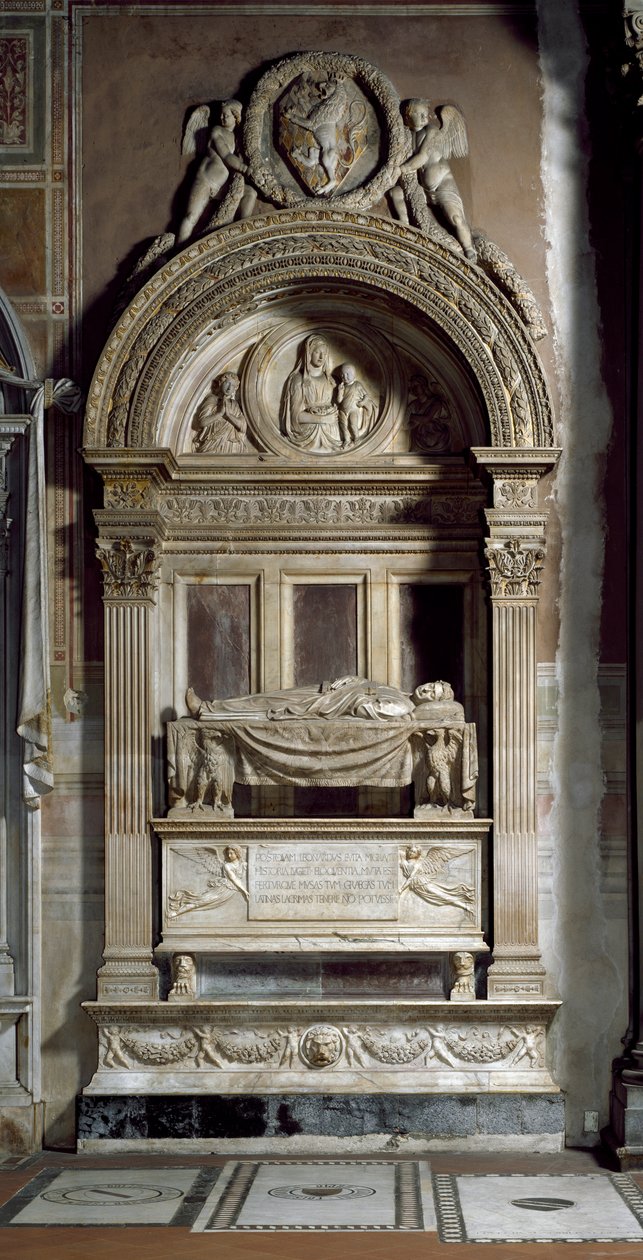 Leonardo Brunis begravningsmonument. Skulptur av Bernardo Rossellino
