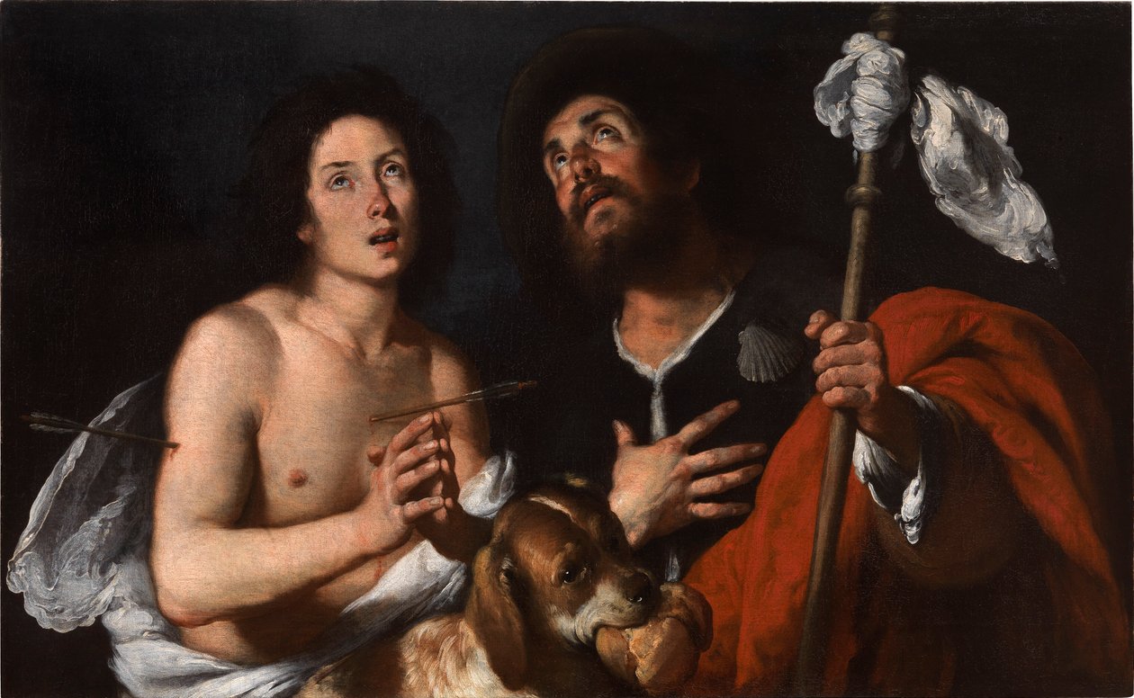 Saints Roch och Sebastian. av Bernardo Strozzi