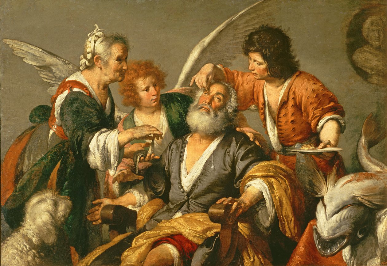 The Healing of Tobit, tidigt 1630-tal av Bernardo Strozzi