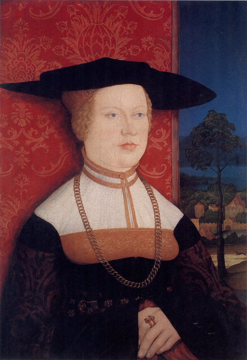 Porträtt av Margarethe Rott, född Vöhlin av Bernhard Strigel