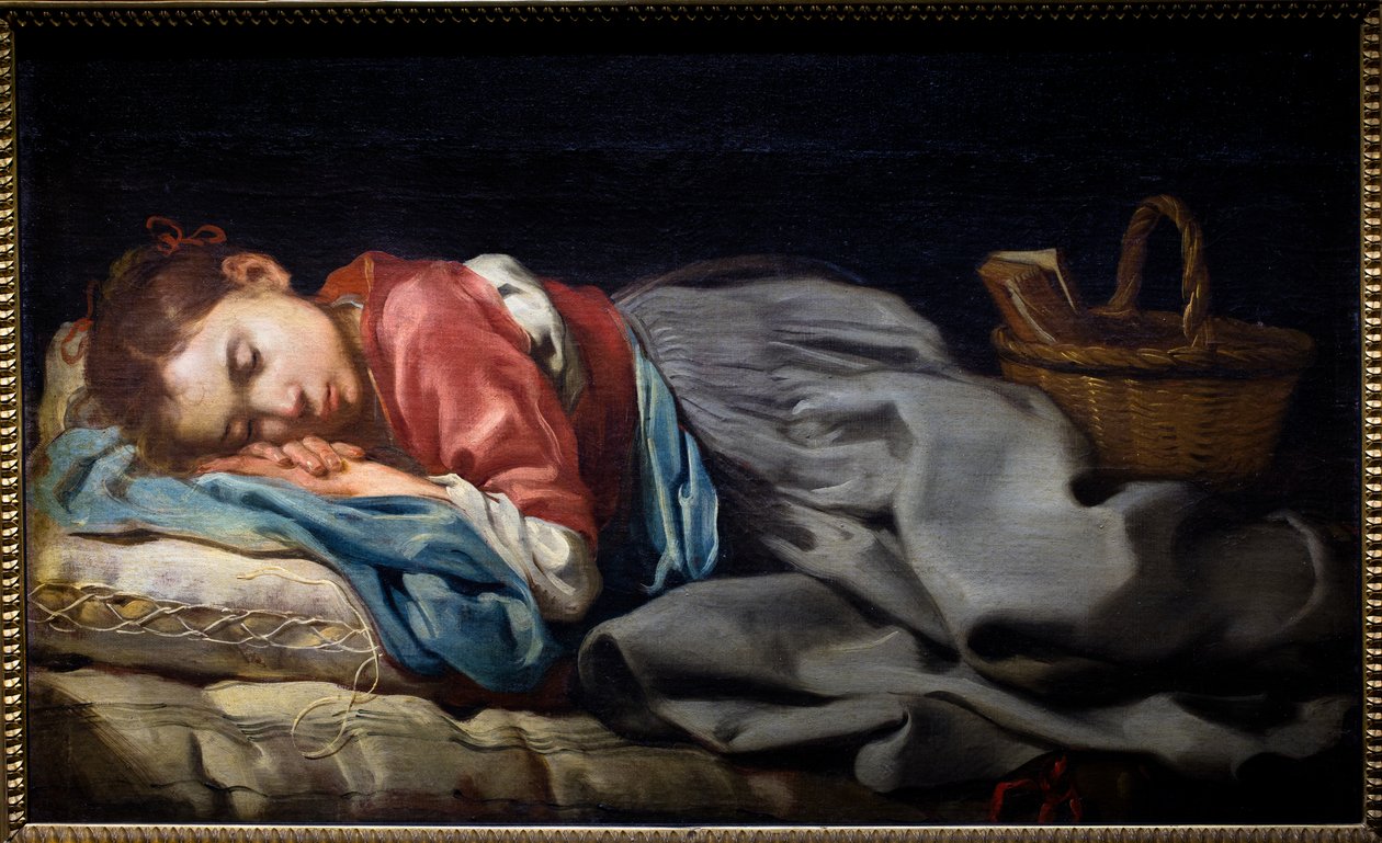 Sovande flicka av Bernhard (fl.1624 87) Keil