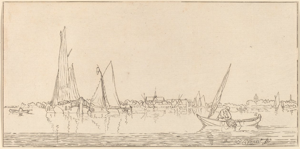 Flod med stad, 1775. av Bernhard Schreuder