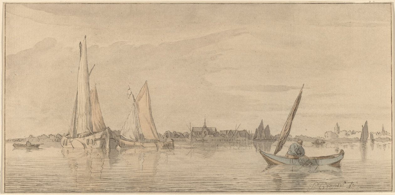 Flod med stad, 1775. av Bernhard Schreuder