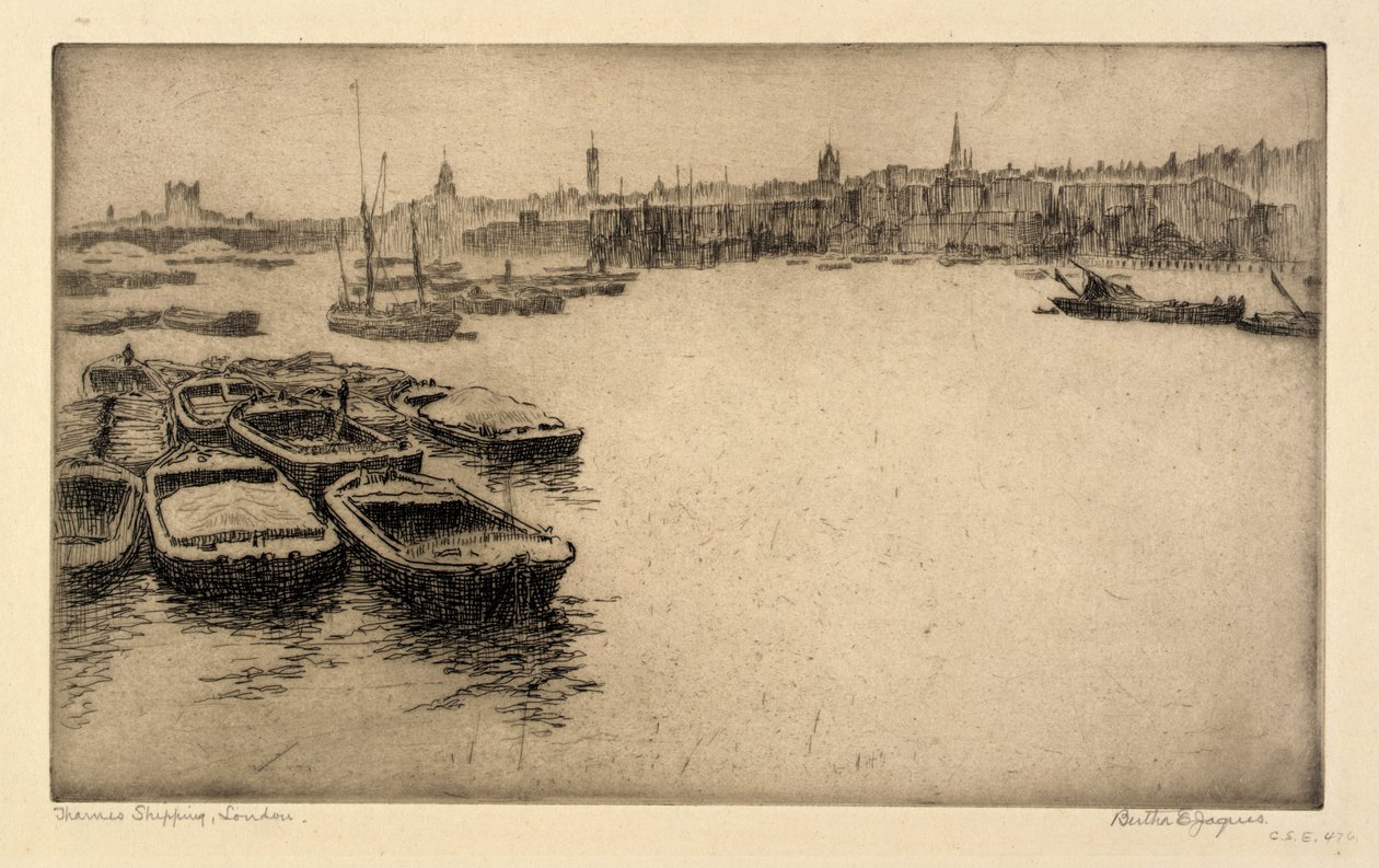 Thames Shipping, London av Bertha E. Jaques