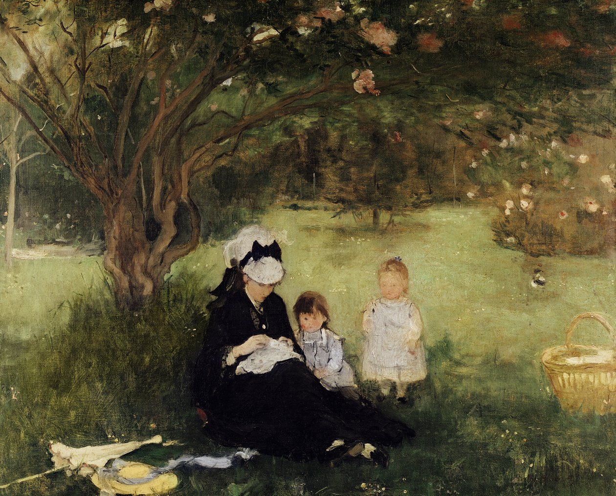 Under syrenen vid Maurecourt, 1874 av Berthe Morisot