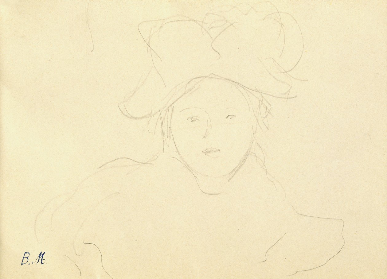 Flicka med hatt, 1889 av Berthe Morisot