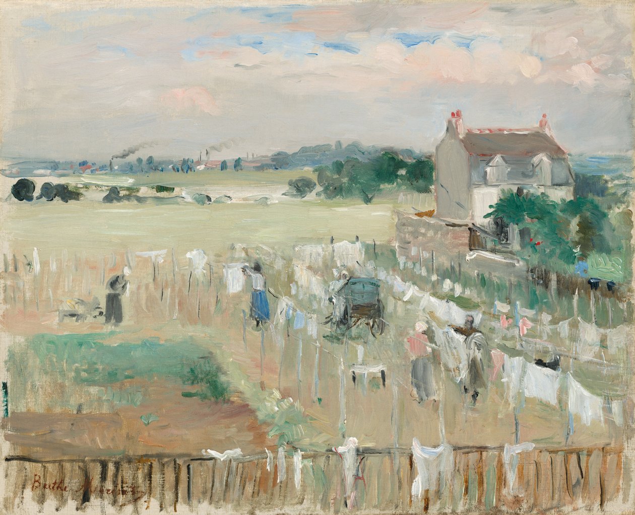 Percher de Blanchisseuses av Berthe Morisot