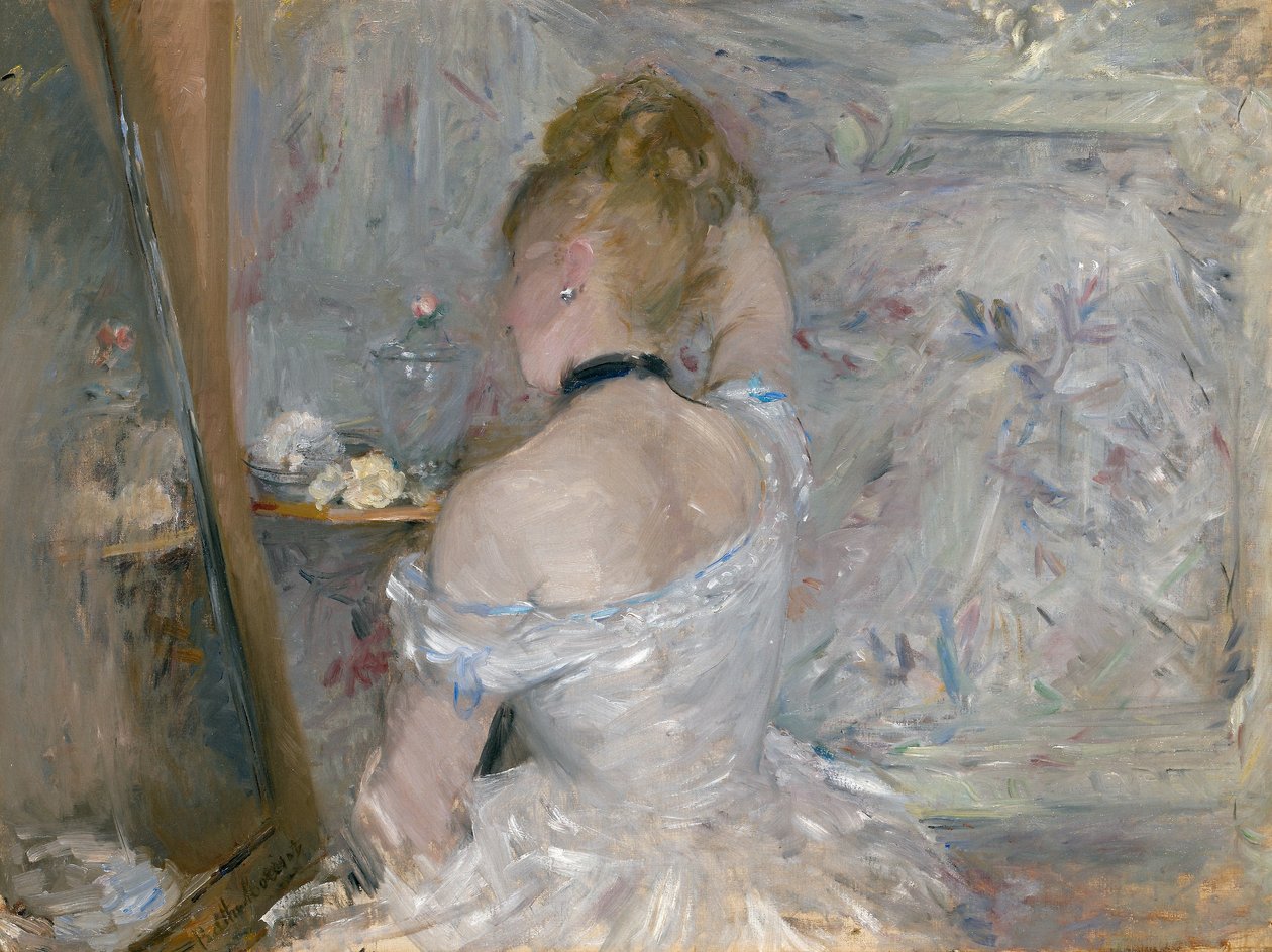Ung kvinna med ryggen mot toaletten av Berthe Morisot