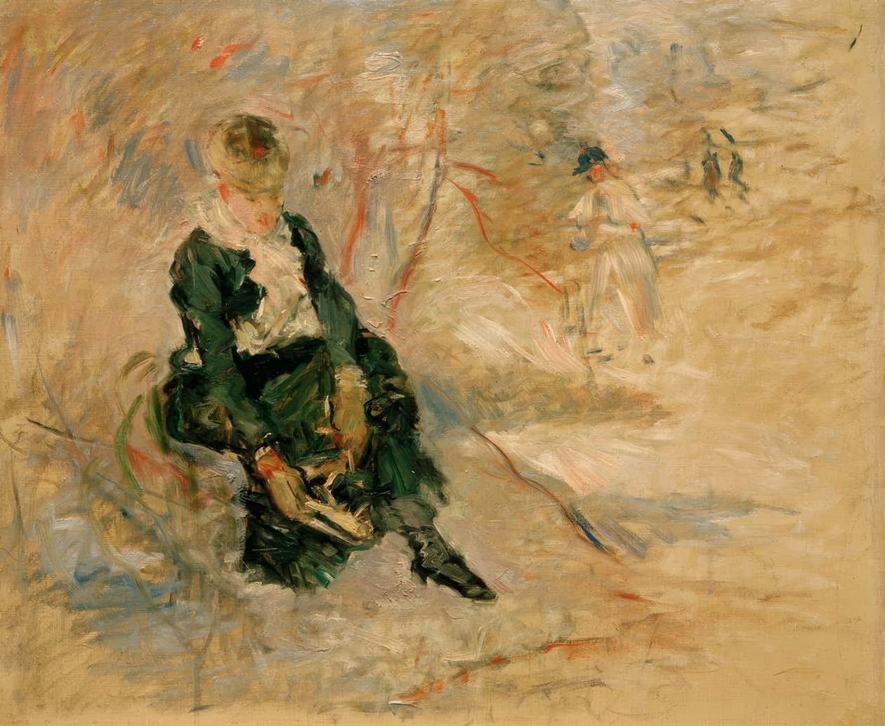 Ung kvinna som lämnar över sin skridsko av Berthe Morisot