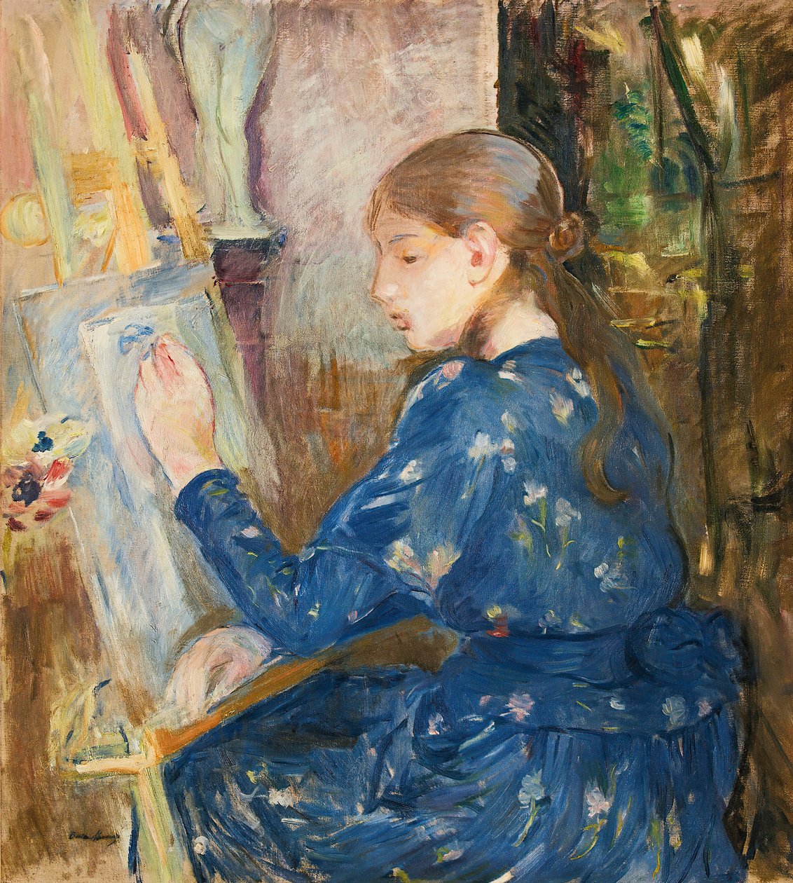 Ung flicka skriver, 1891. av Berthe Morisot