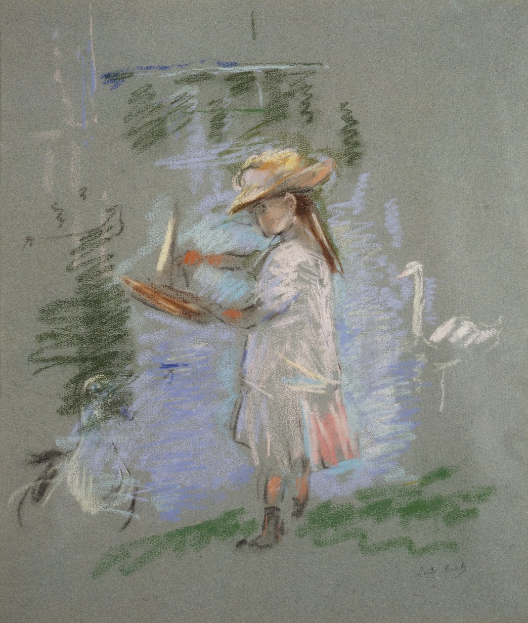 Julie i rosa vid sjön av Berthe Morisot
