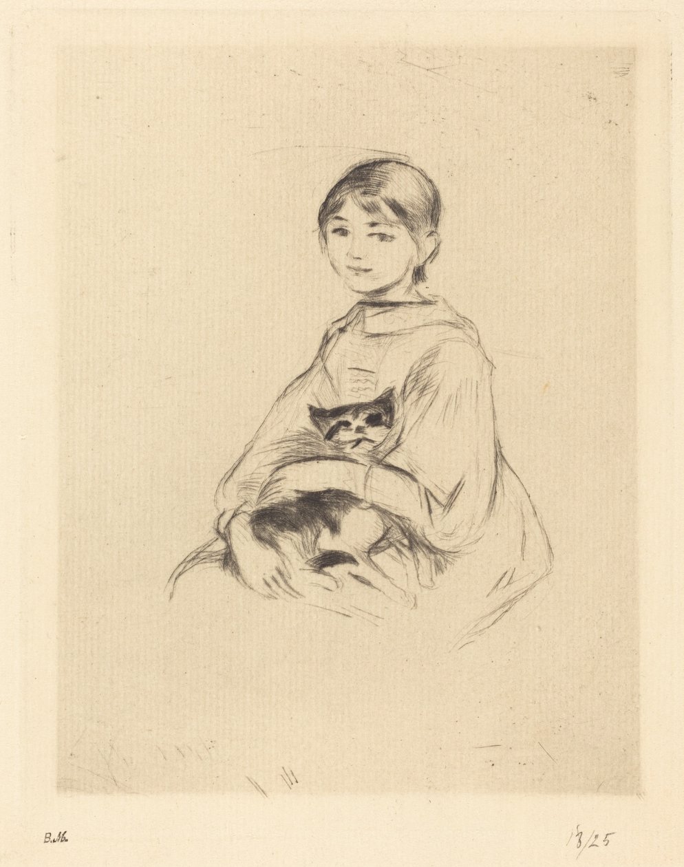 Liten flicka med katt av Berthe Morisot