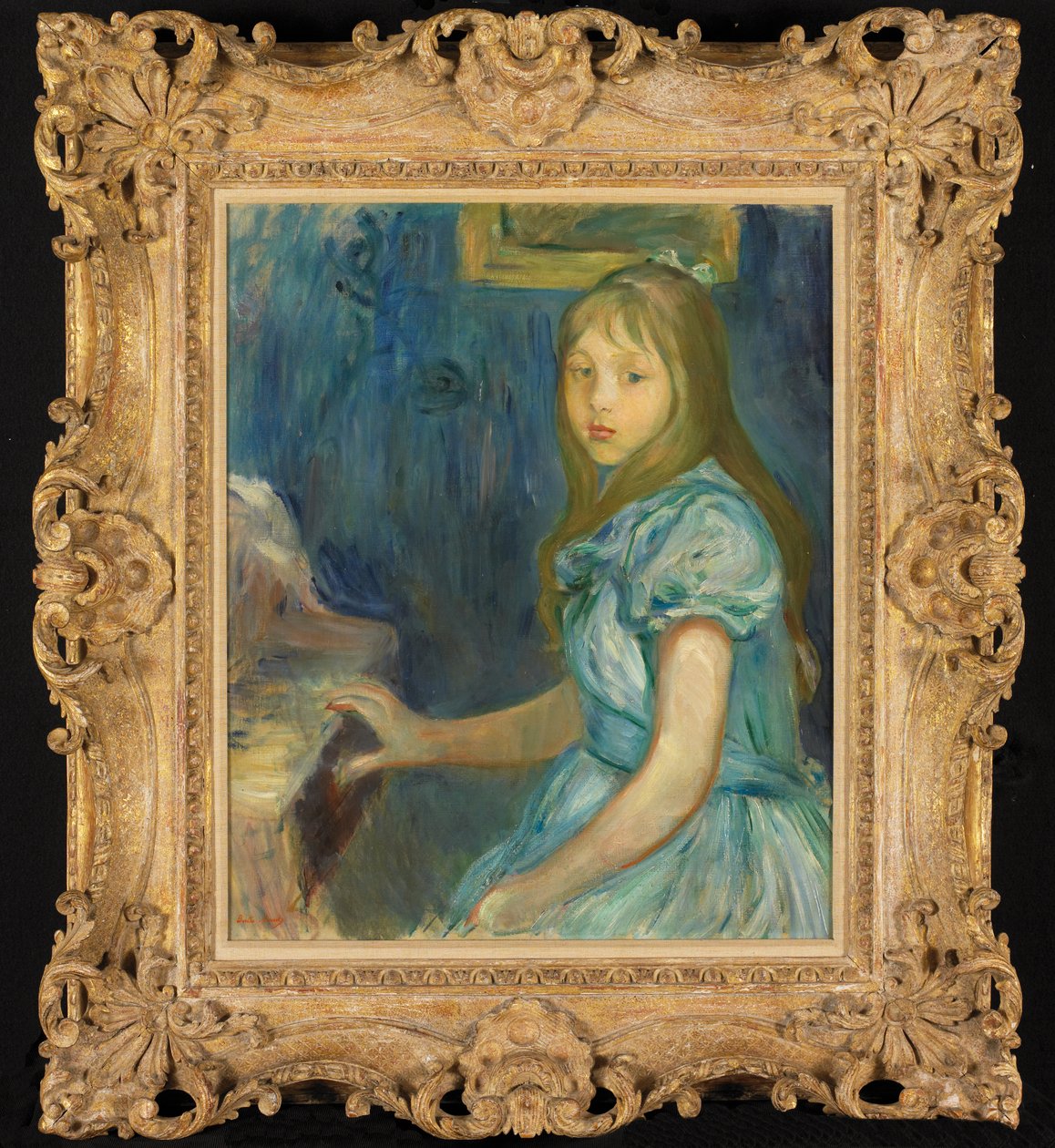 Lucie Léon vid pianot av Berthe Morisot