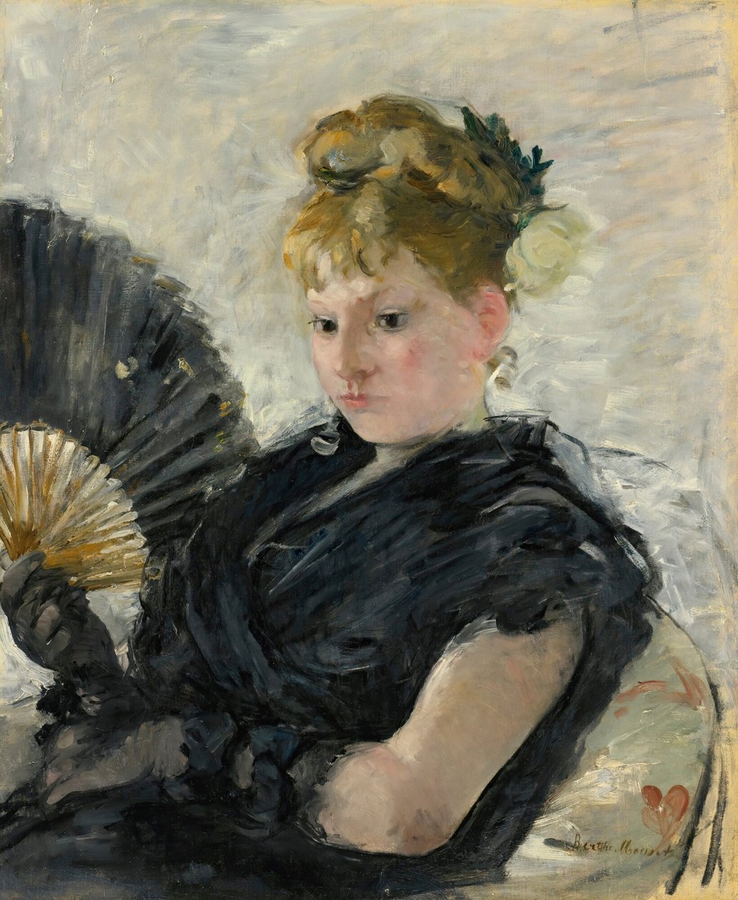 Kvinna med fläkt, 1876. av Berthe Morisot