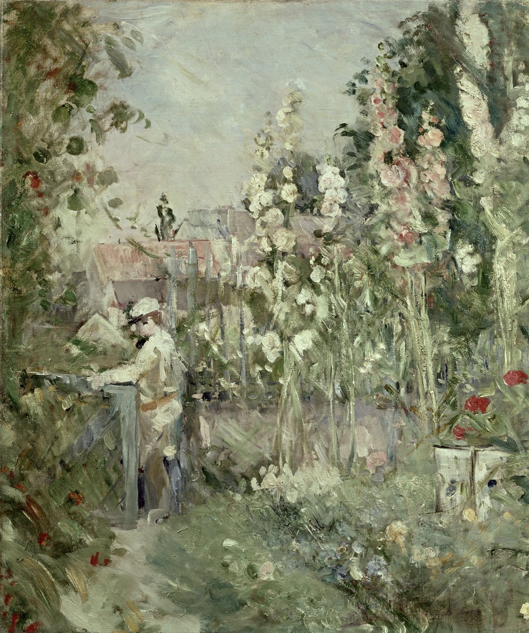 Ung pojke i stockrosorna av Berthe Morisot