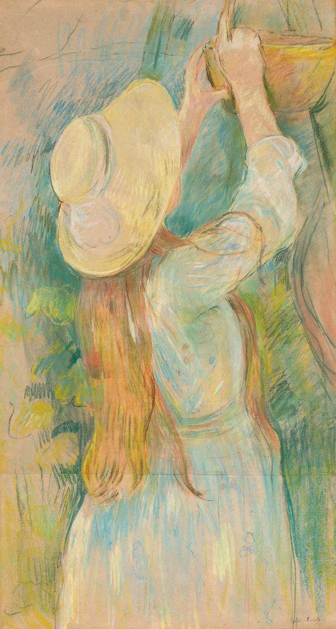 Ung flicka som håller en korg av Berthe Morisot