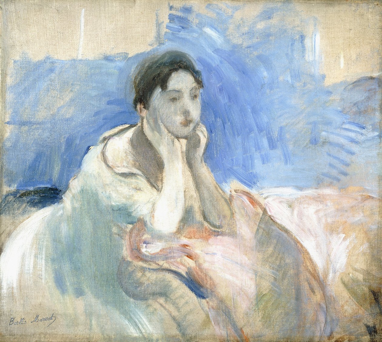 Ung flicka lutad, 1894 av Berthe Morisot