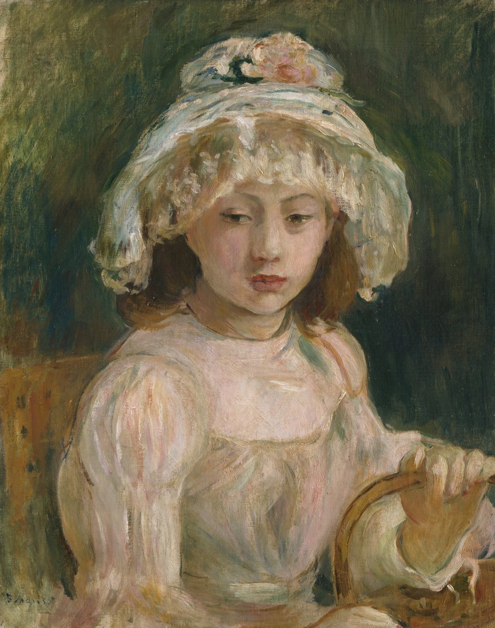 Ung flicka med hatt av Berthe Morisot