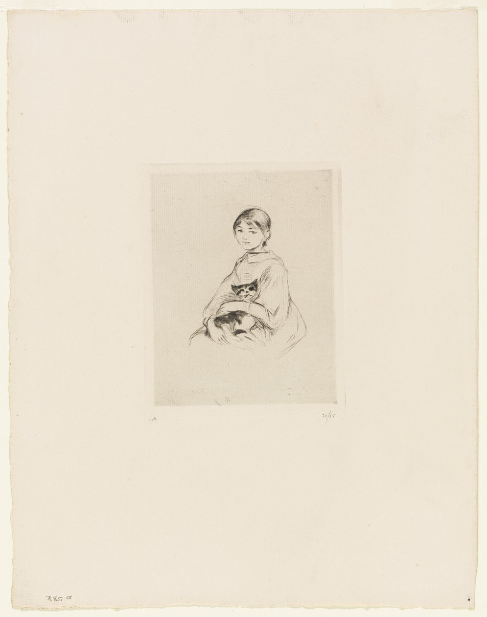 Ung flicka med katt av Berthe Morisot