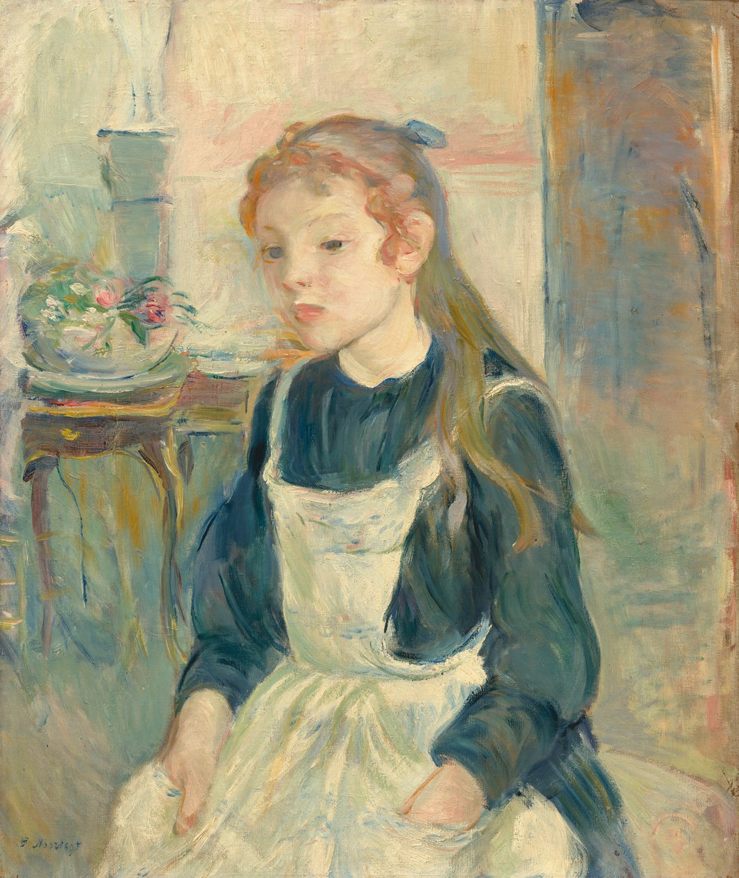 Ung flicka med ett förkläde av Berthe Morisot