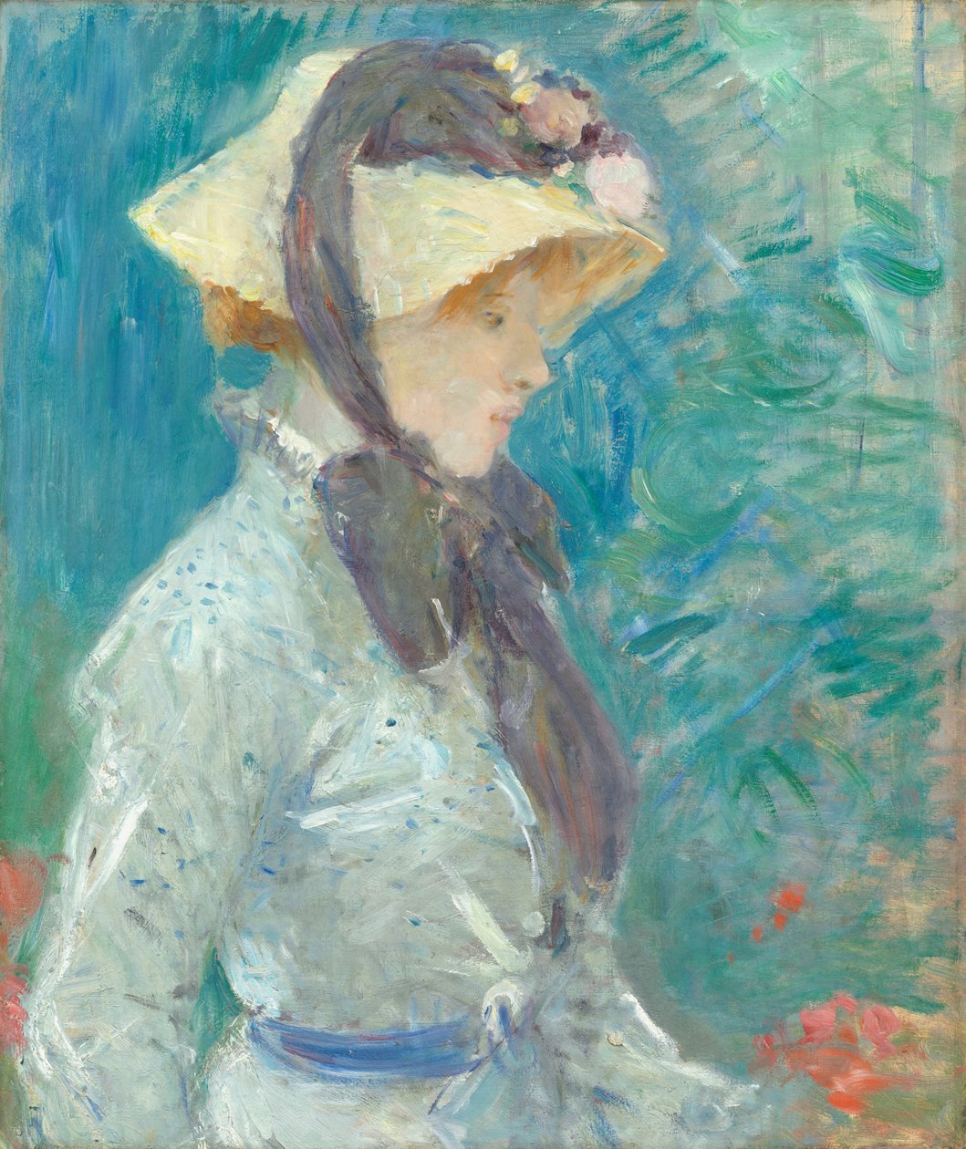 Ung kvinna med en stråhatt av Berthe Morisot