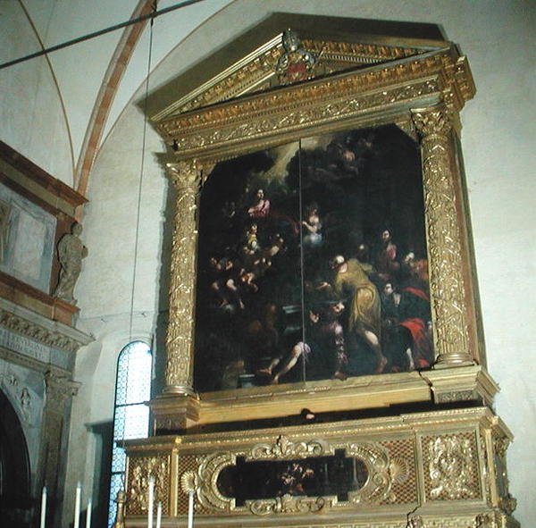 Utsikt över kyrkans orgel, 1683 av Biagio Falcieri
