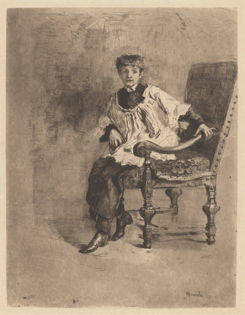 Sittande Acolyte, c. 1872. av Bianchi Mose