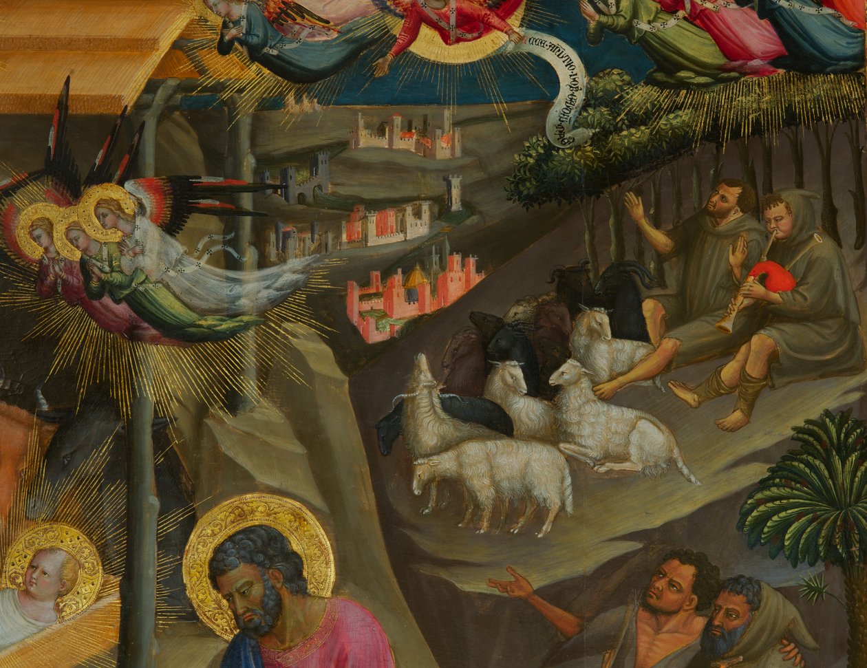 Detalj från Nativity (tempera på trä) av Bicci di Lorenzo
