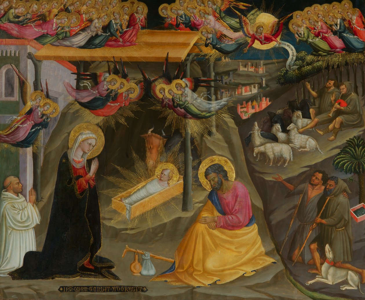 Nativity (tempera på trä) av Bicci di Lorenzo
