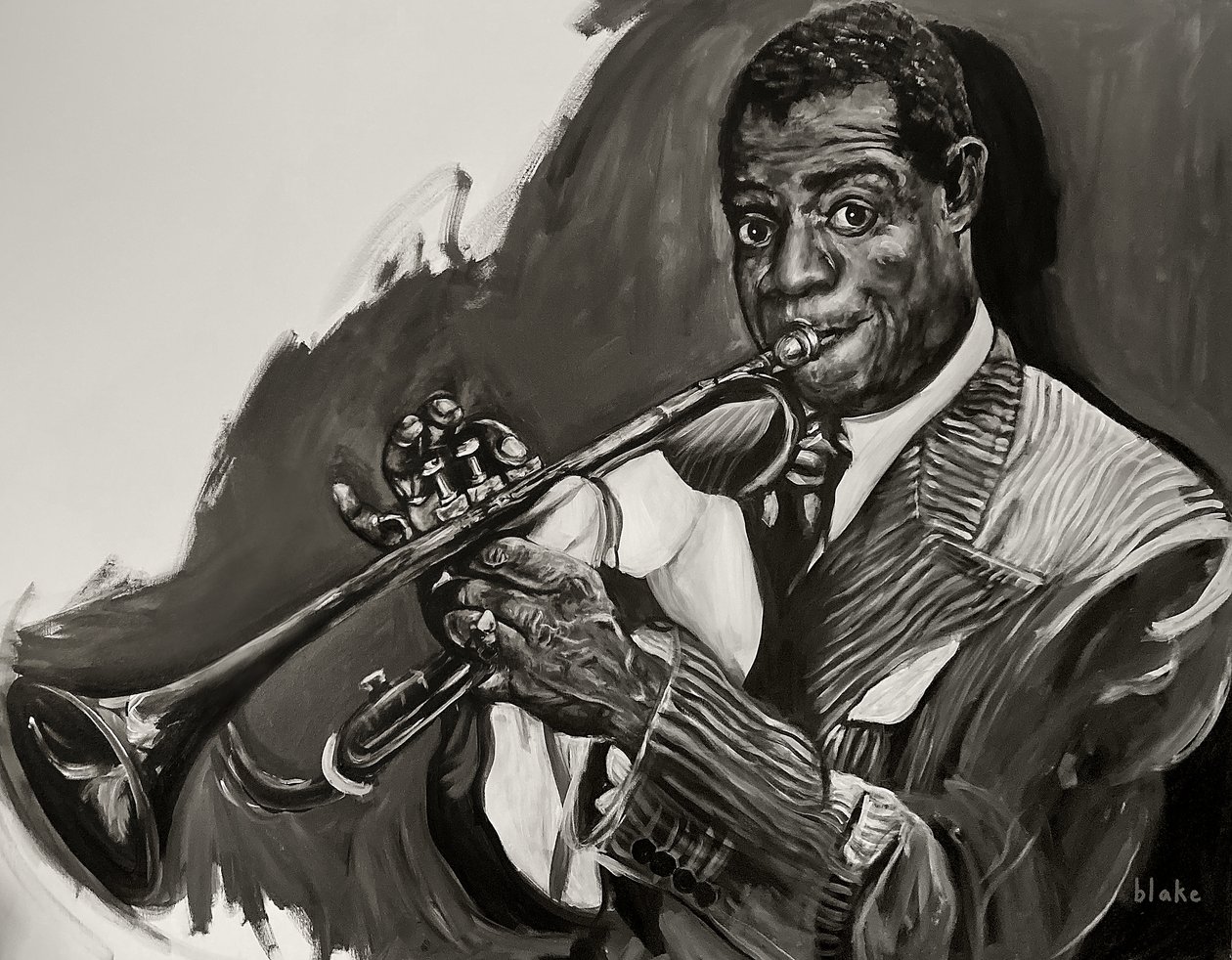 Louis Armstrong, c.2021 (Akryl på duk) av Blake Munch