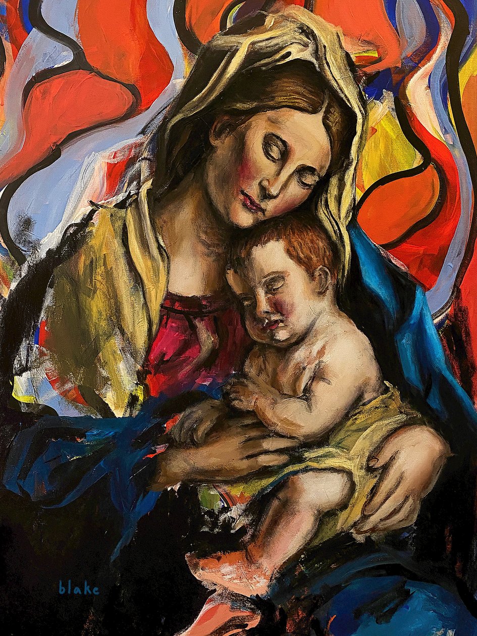 Madonna And Child, c.2020 (Akryl på duk) av Blake Munch